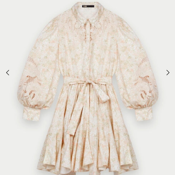 Maje Rebelia Floral Cotton Shirt Dress In Pink Flower - Picture 1 of 8